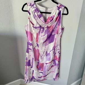 Armani Collezioni Pastel Abstract Silk Dress – Size 10, Made in Italy